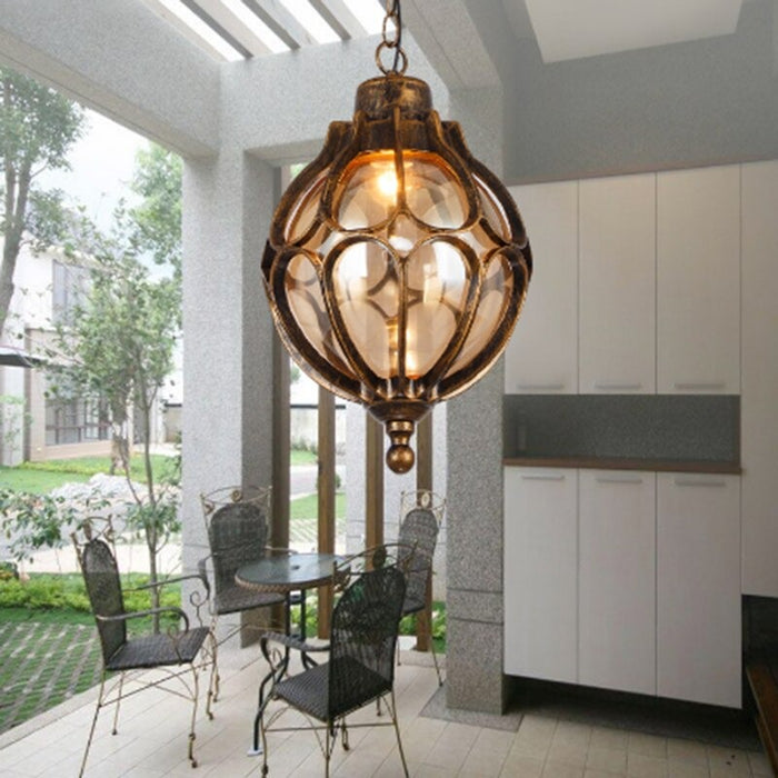 Vintage Outdoor Balcony Glass Ball Chandelier