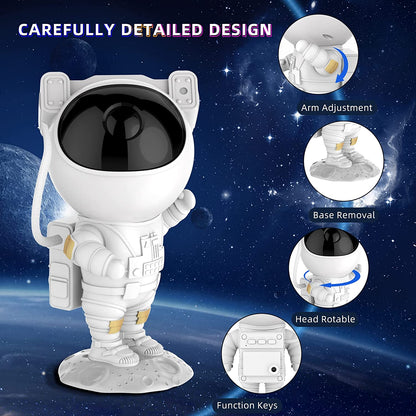 Astronaut Star Projector Night Light Space Projector, Galaxy Starry Nebula Ceiling Projection Lamp with Timer