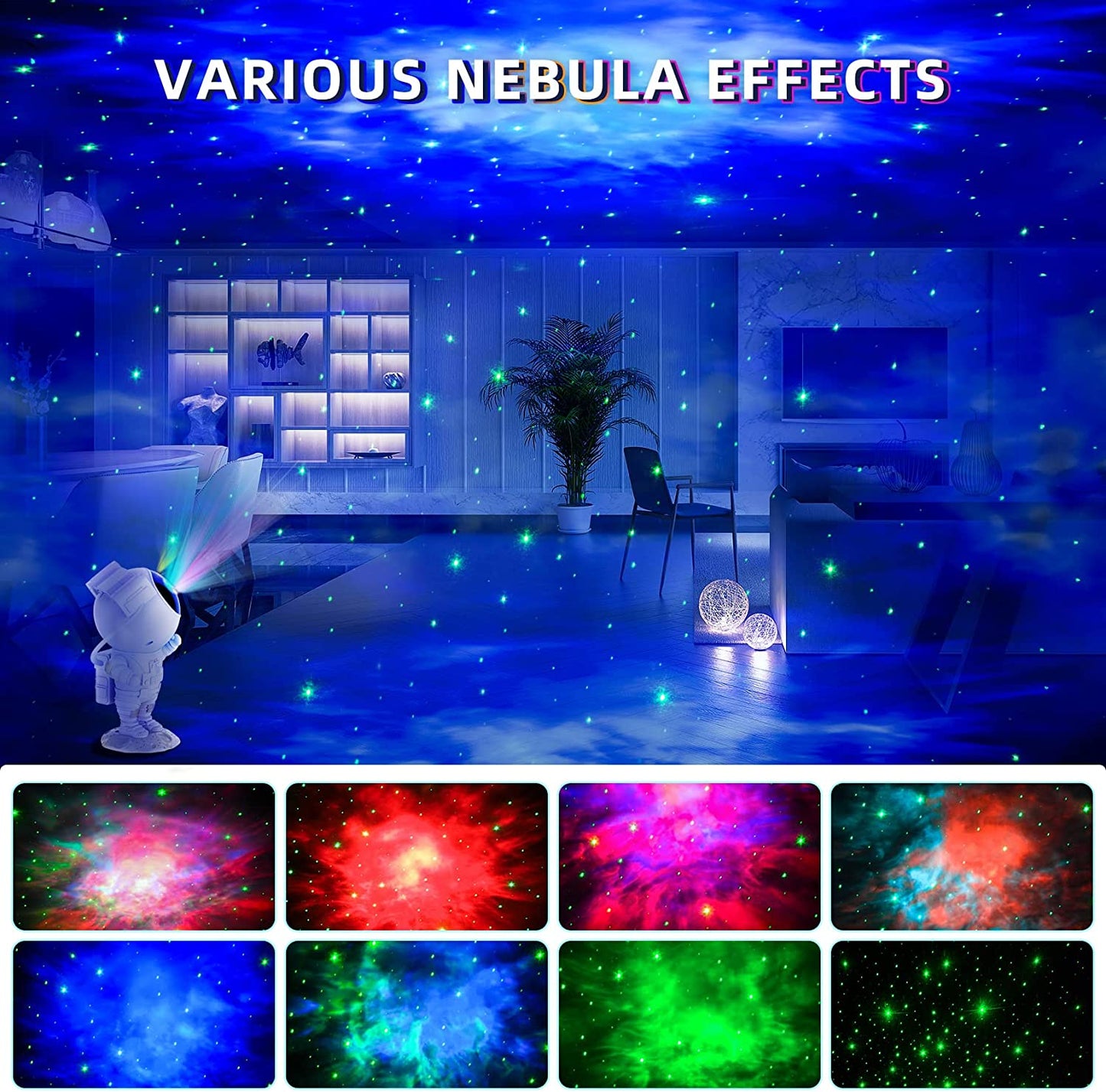 Astronaut Star Projector Night Light Space Projector, Galaxy Starry Nebula Ceiling Projection Lamp with Timer