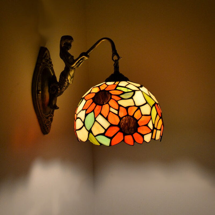 Mediterranean Style Stained Glass Wall Sconce