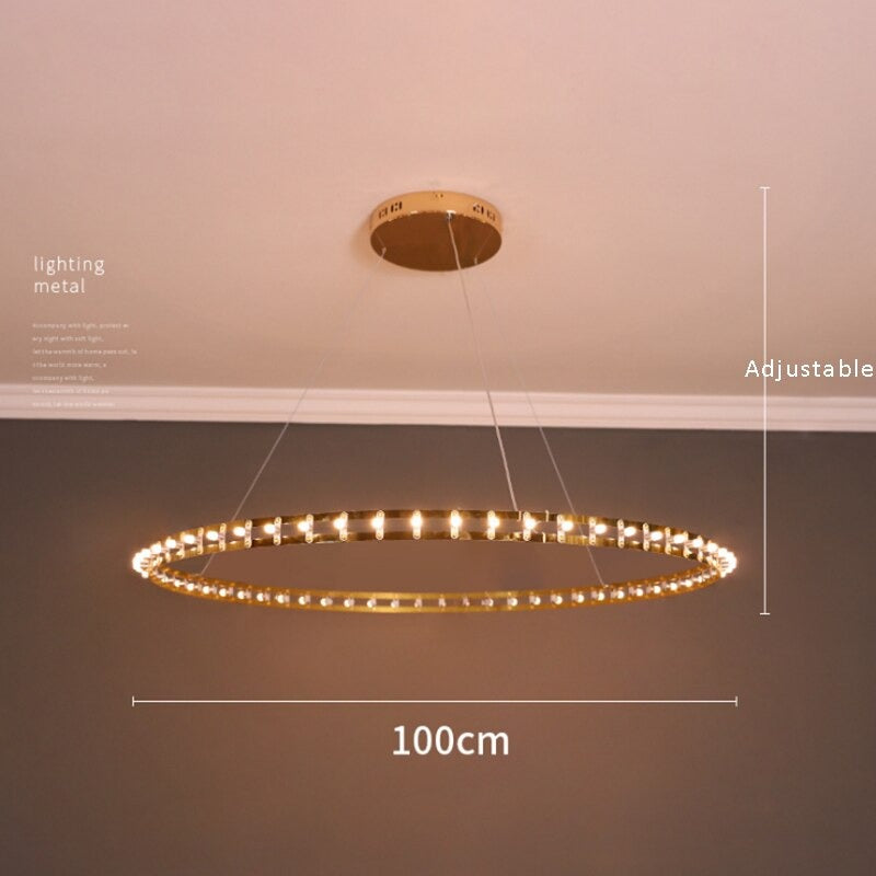 Modern Simple Stainless Steel Ring Chandelier