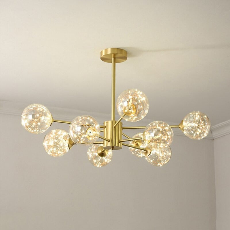 Nordic Golden Metal Living Room Chandelier Lamp