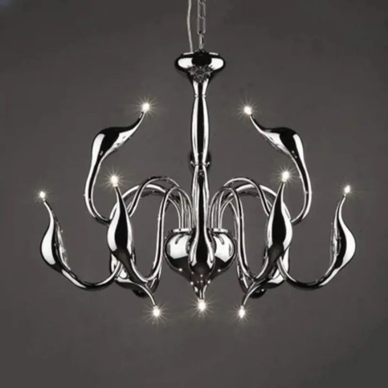 12 Lights Swan Decor Chandelier Lamp