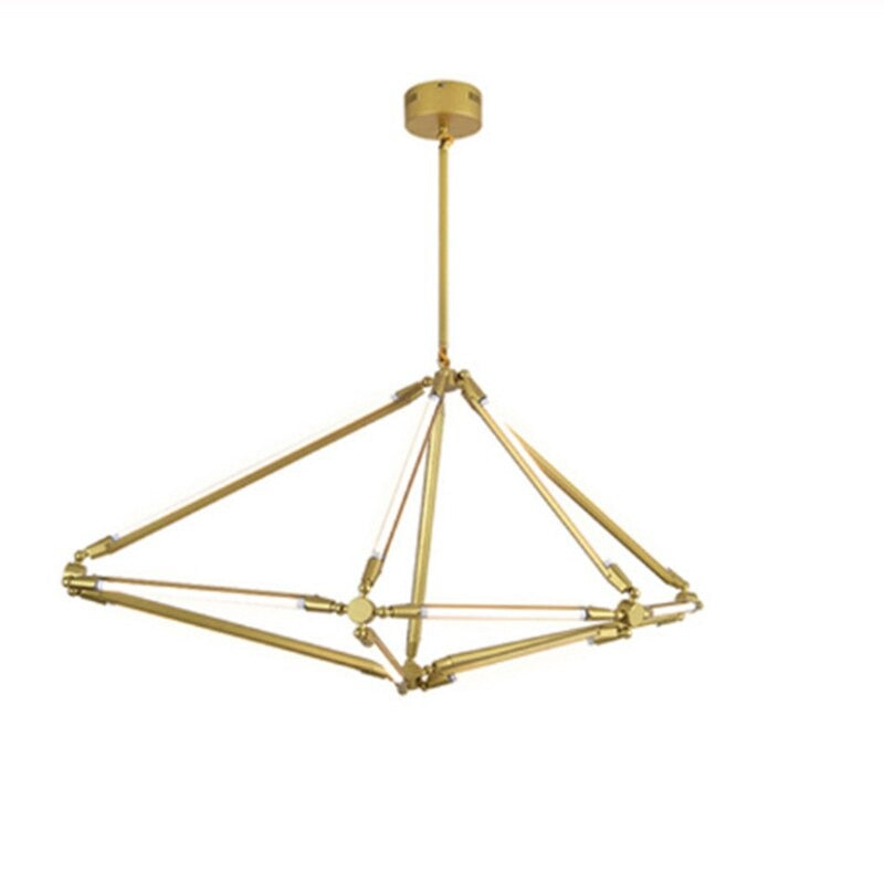 Postmodern Minimalist Golden Painted Metal Adjustable Chandelier