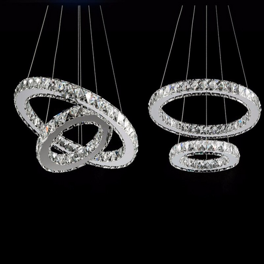 Diamond 2 Ring LED K9 Crystal Pendant Lamp