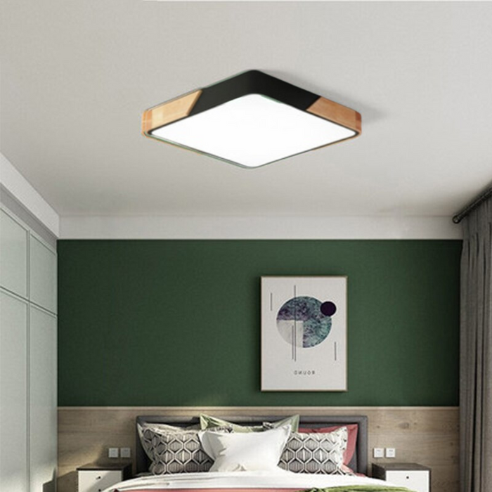 Square Solid Wood Nordic Macaron Creative Ceiling Light