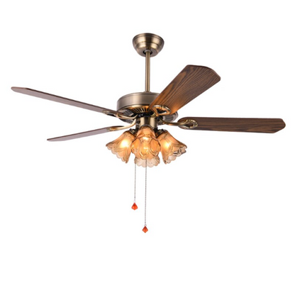 European Retro Bronze Ceiling Fan Lamp