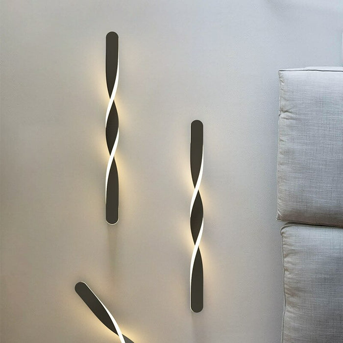 Modern Minimalist Silver Spiral Long Strip Lamp LED
