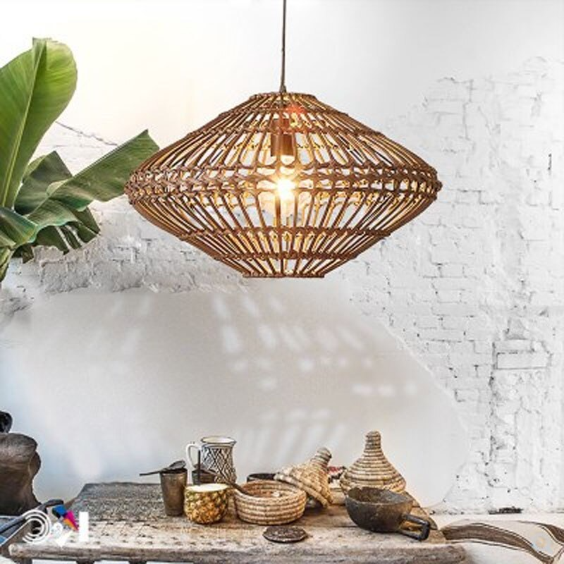 Vintage Rattan LED Pendant Lamp