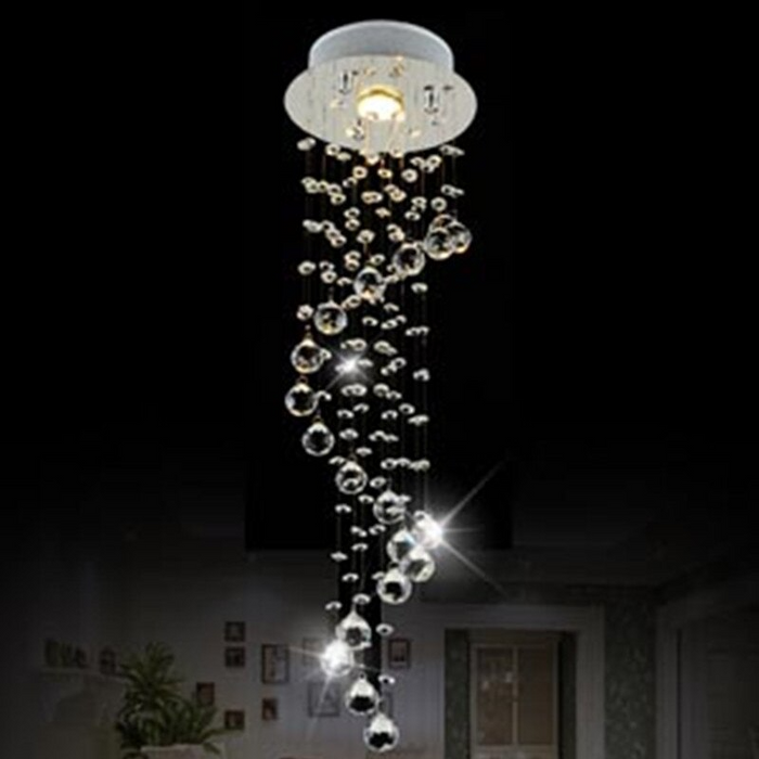 Modern Clear Crystal Ball Spiral Sphere LED Chandelier