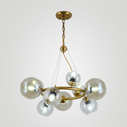 Clear Glass Balls Golden Metal Chandelier