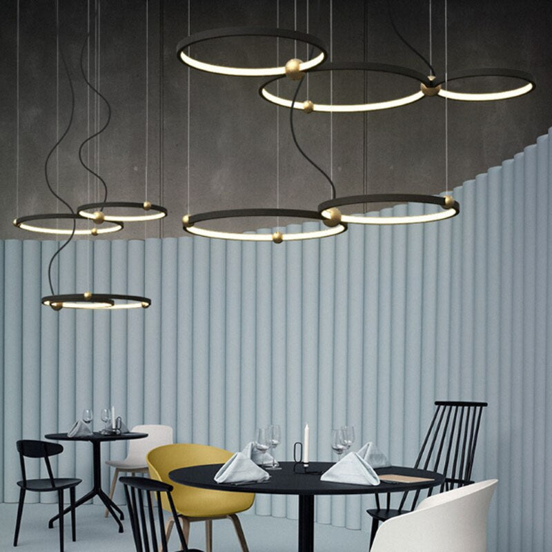 Modern Black Ring LED Chandelier