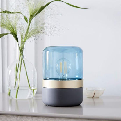 Modern Simple Blue Amber Glass LED Table Lamp