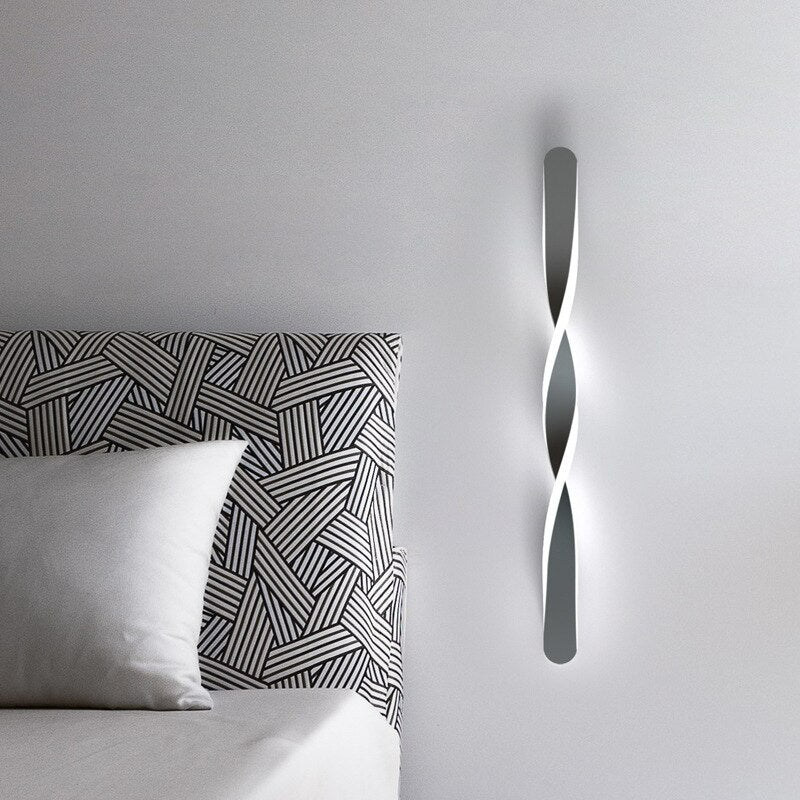 Modern Minimalist Silver Spiral Long Strip Lamp LED