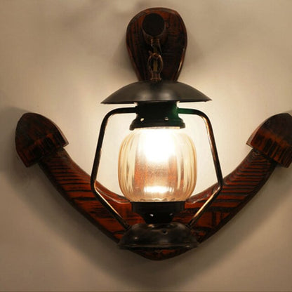 American Vintage Anchor Wooden Wall Lamp