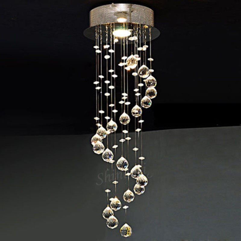 Modern Clear Crystal Ball Spiral Sphere LED Chandelier