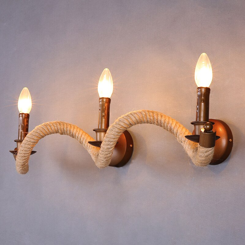 Retro Handmade Hemp Rope Led Wall Lamp