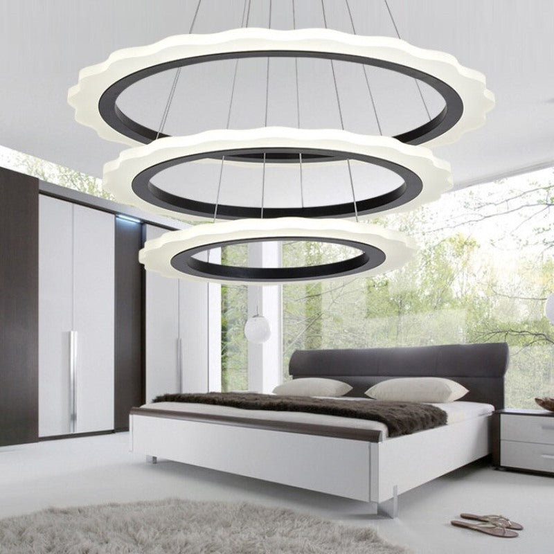 Creative Acrylic Metal Ring LED Chandelier