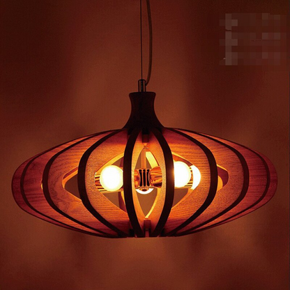 5 Lights Circular Wood Pendant Lamp