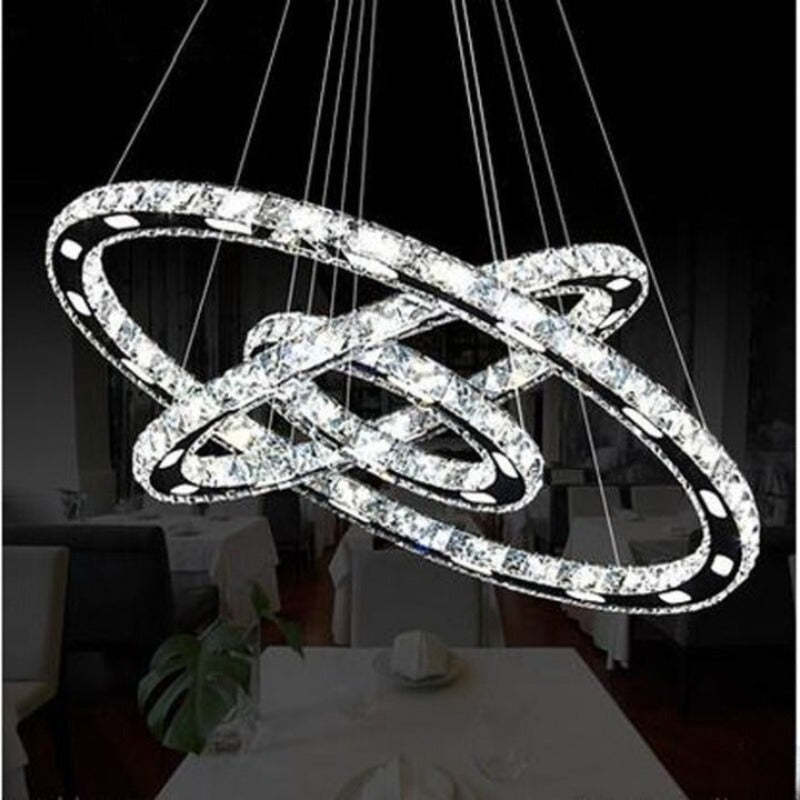 3 Diamond Rings Crystal LED Suspension Pendant Light