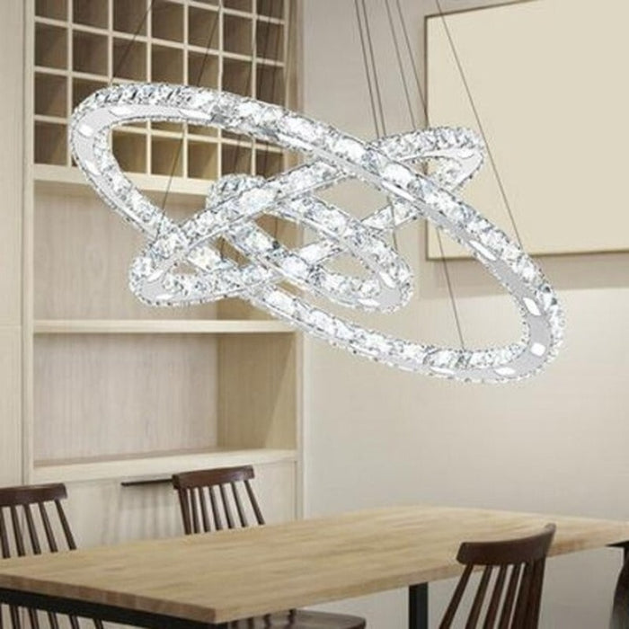 3 Diamond Rings Crystal LED Suspension Pendant Light