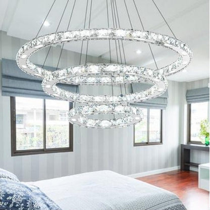 3 Diamond Rings Crystal LED Suspension Pendant Light