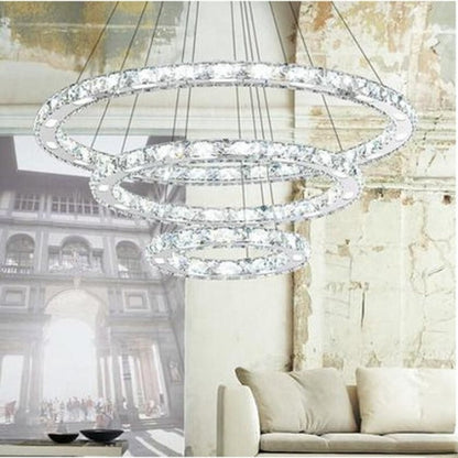 3 Diamond Rings Crystal LED Suspension Pendant Light