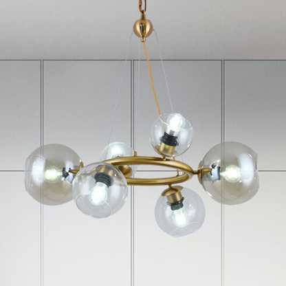 Clear Glass Balls Golden Metal Chandelier