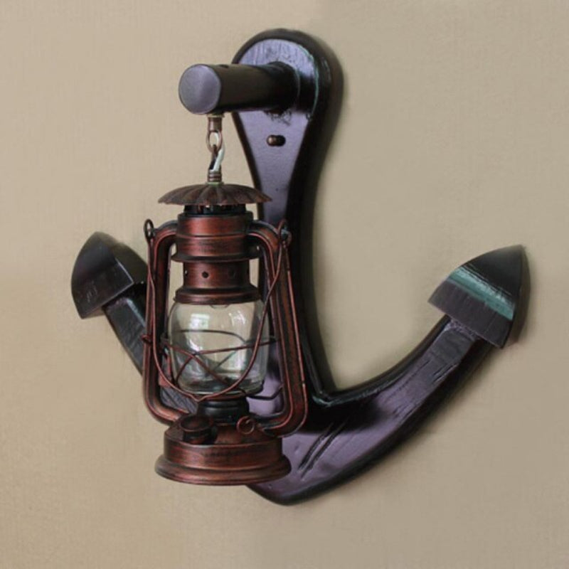 American Vintage Anchor Wooden Wall Lamp