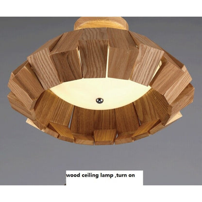 Retro LED Wood Art Ceiling Lamp