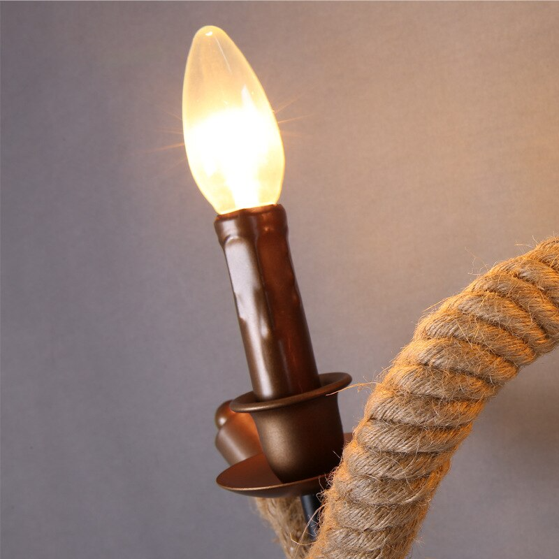 Retro Handmade Hemp Rope Led Wall Lamp