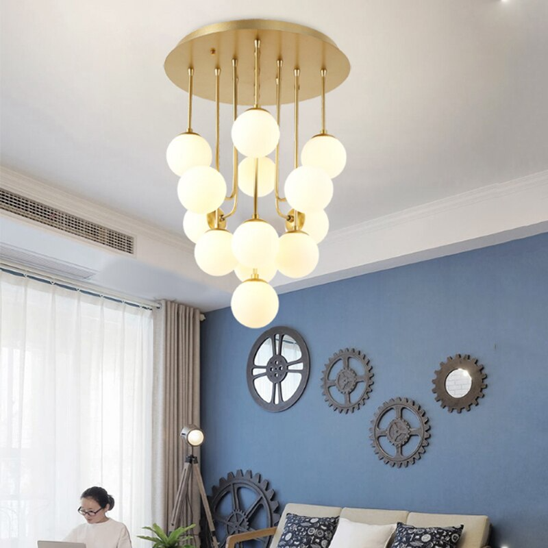 Modern Creative Glass Ball Iron Nordic Ceiling Chandelier