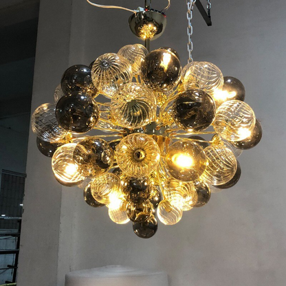 Chrome Designer Bubble Glass Ball Chandelier