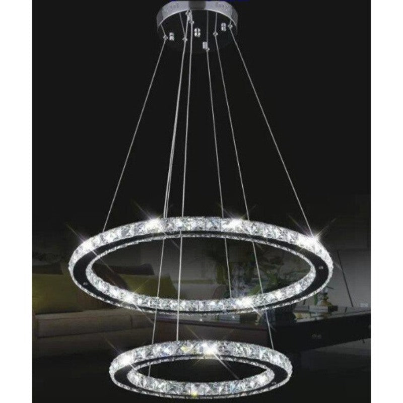 Diamond 2 Ring LED K9 Crystal Pendant Lamp