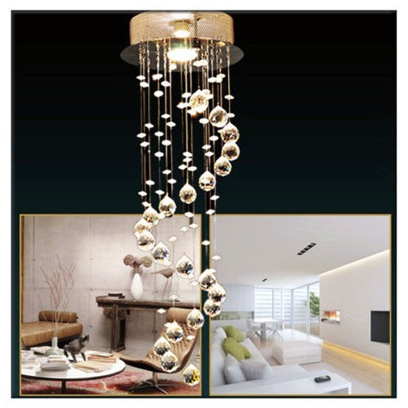 Modern Clear Crystal Ball Spiral Sphere LED Chandelier