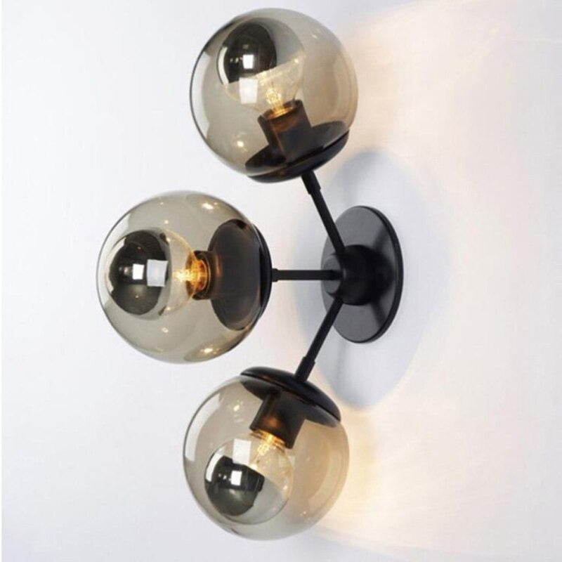 Retro Amber Glass Ball Wall Lamp