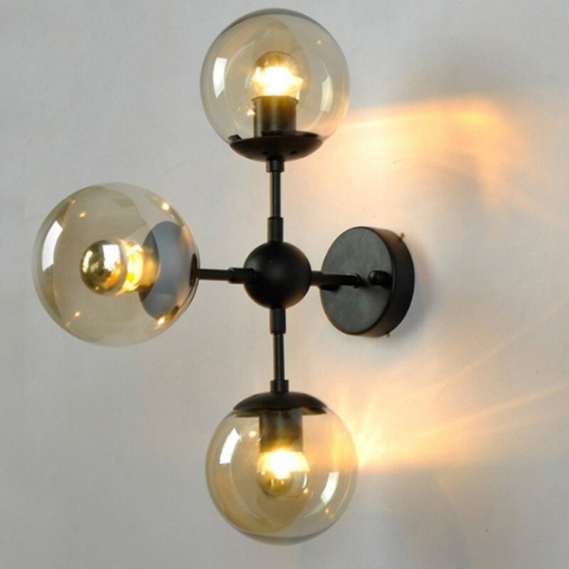 Retro Amber Glass Ball Wall Lamp