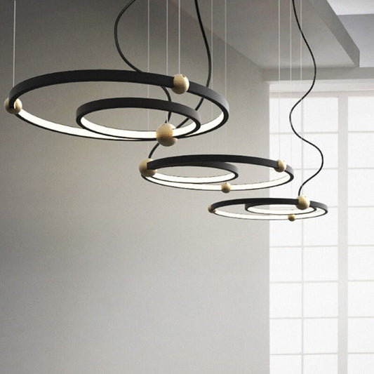 Modern Black Ring LED Chandelier