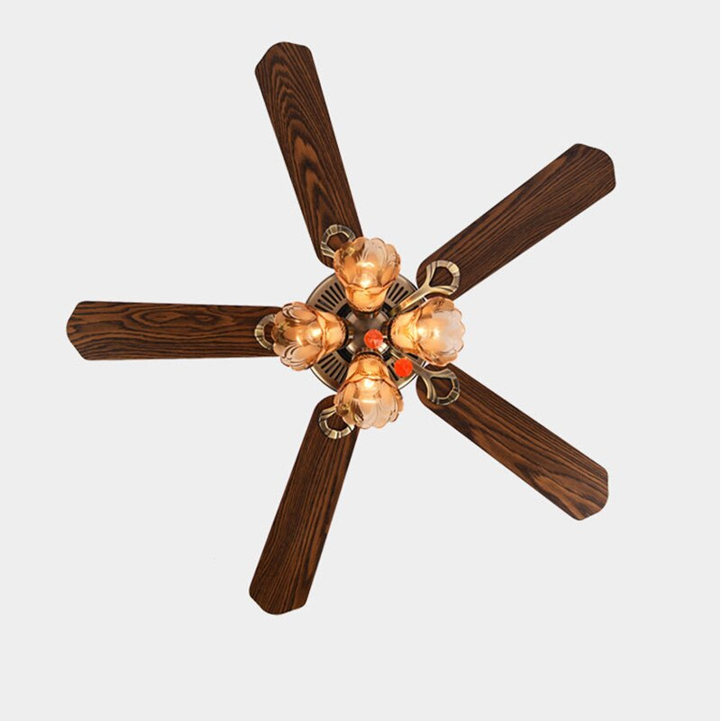 European Retro Bronze Ceiling Fan Lamp