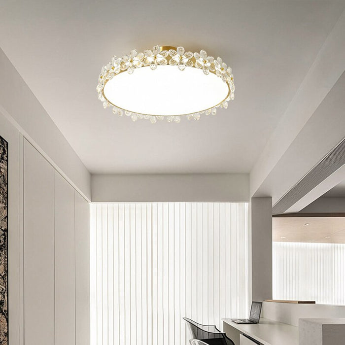 Luxury Crystal Flower Design Ceiling Lamp