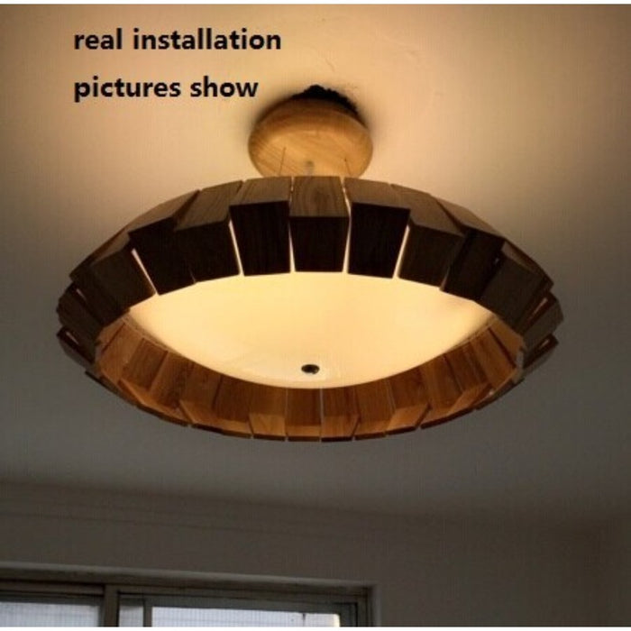 Retro LED Wood Art Ceiling Lamp