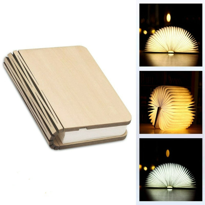 Portable 3D Wooden LED Book Night Light