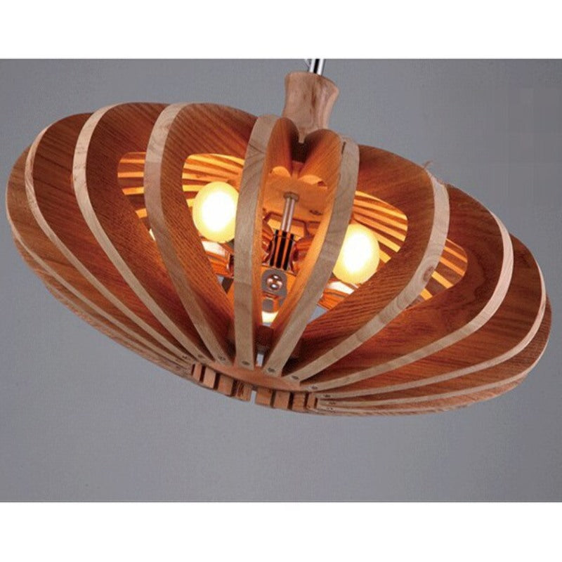 5 Lights Circular Wood Pendant Lamp