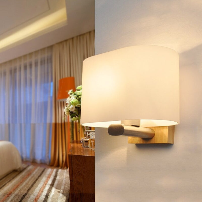 Nordic LED Frosted Glass Wooden Wall Lamps