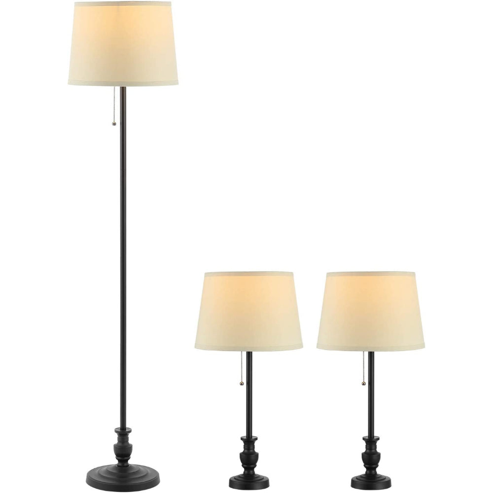 Pack Of 3 Metal Table Lamps And Floor Lamp