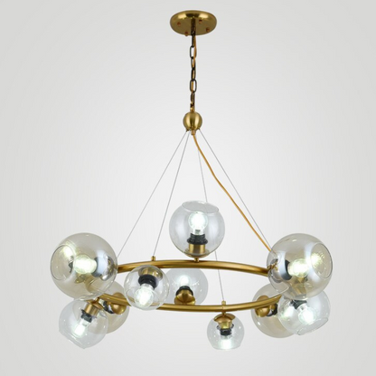 Clear Glass Balls Golden Metal Chandelier