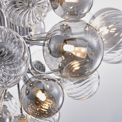 Chrome Designer Bubble Glass Ball Chandelier