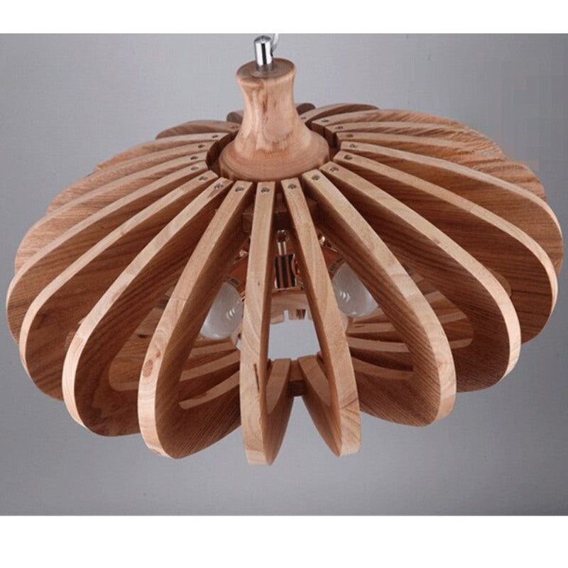 5 Lights Circular Wood Pendant Lamp