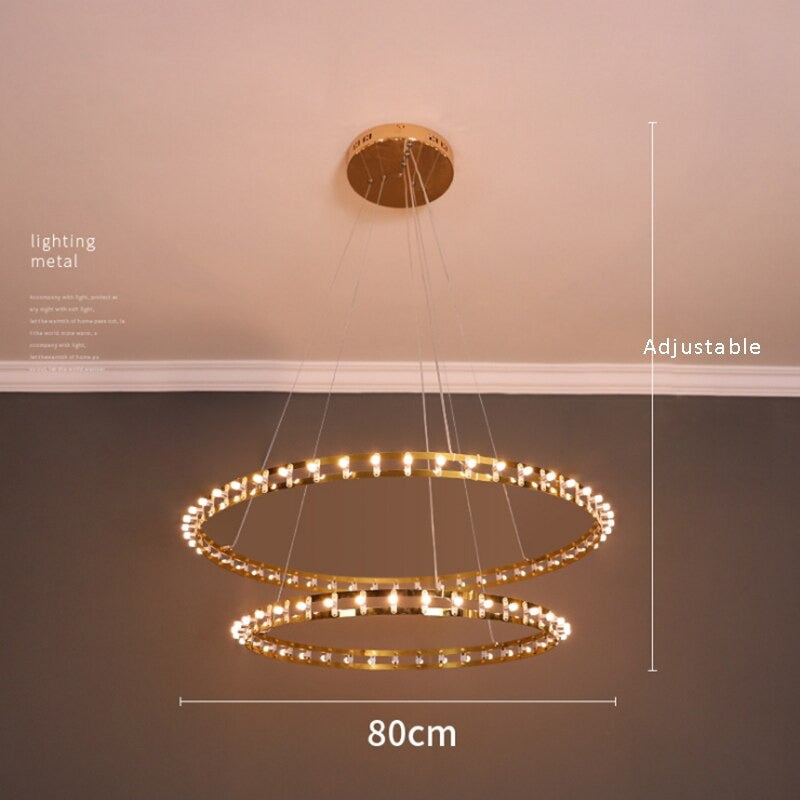 Modern Simple Stainless Steel Ring Chandelier