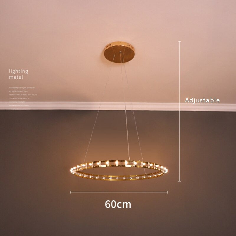 Modern Simple Stainless Steel Ring Chandelier